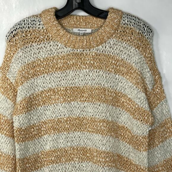 Madewell Baez Camel Beige Stripe Pullover Long Sleeve Sweater NWOT Size XS - Picture 5 of 10